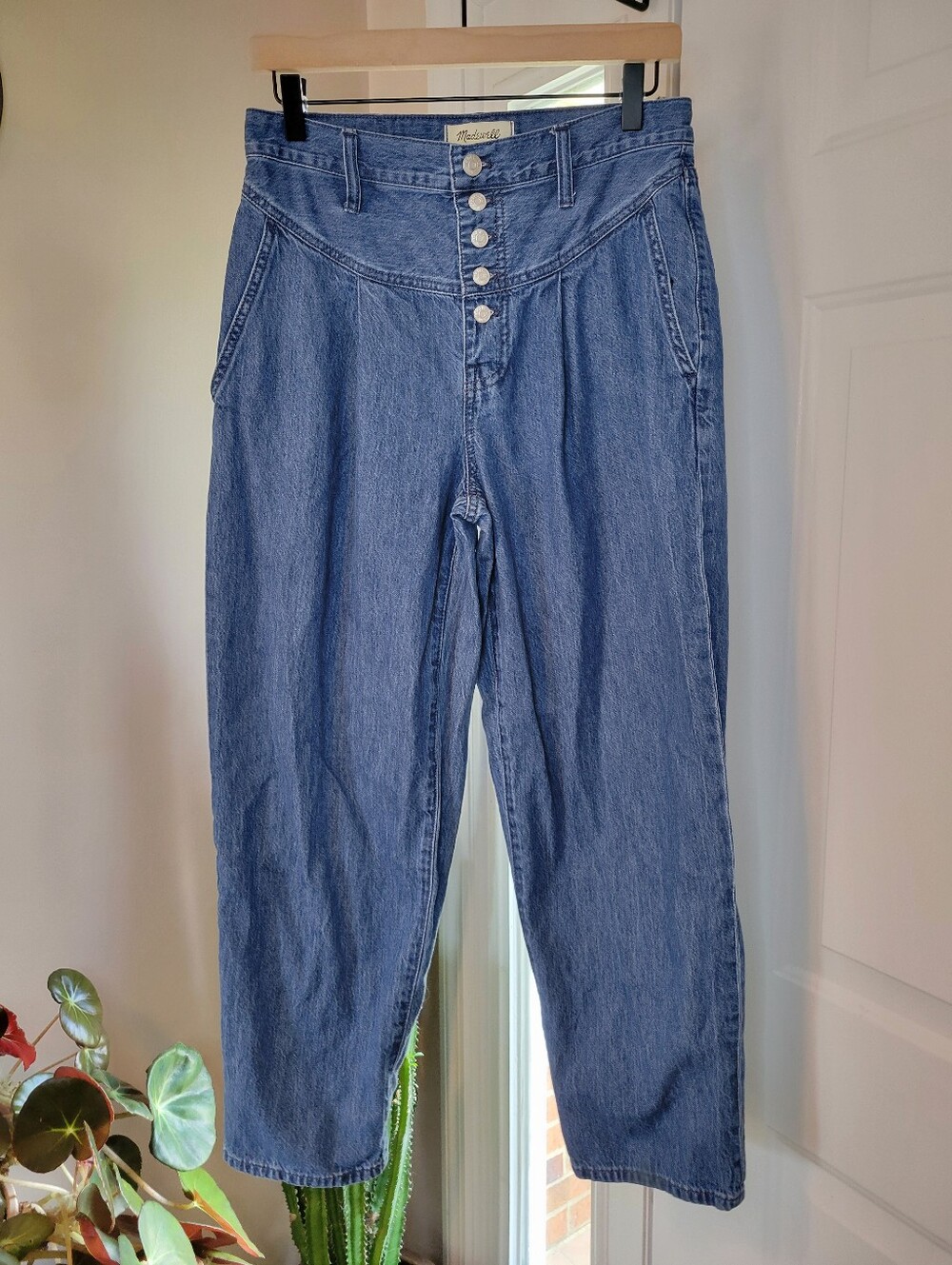Madewell‎ Tapered Yoke Jeans Medium Wash High Rise Jeans, Size Womens 28in